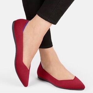 Rothy’s Red The Point Pointed Toe Ballet Flat Size 8